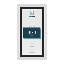 Louis White 20 x 10 inch picture frame with a black mount for an 18 x 8 inch photo