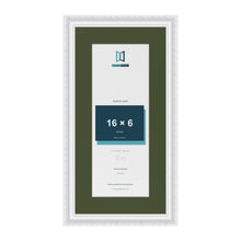 Louis White 20 x 10 inch picture frame with a green mount for a 16 x 6 inch photo