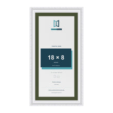 Louis White 20 x 10 inch picture frame with a green mount for an 18 x 8 inch photo