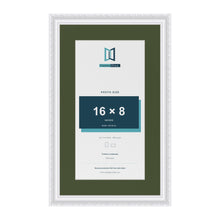 Louis White 20 x 12 inch picture frame with a green mount for a 16 x 8 inch photo