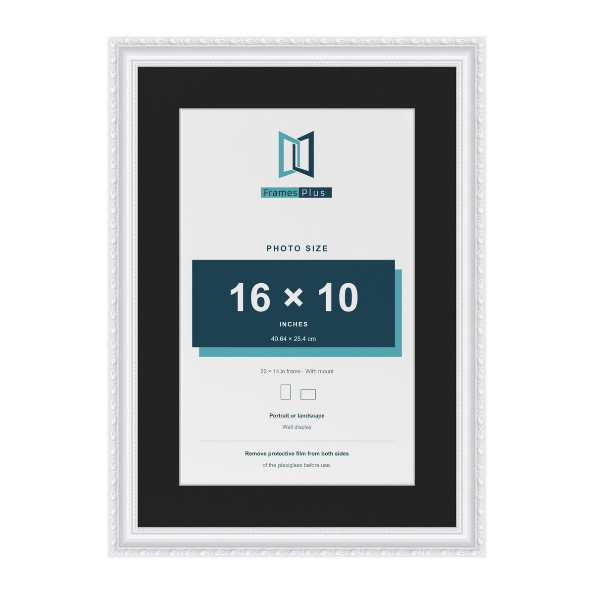 Louis White 20 x 14 inch picture frame with a black mount for a 16 x 10 inch photo