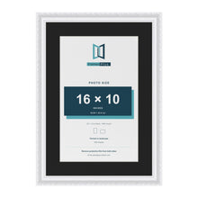 Louis White 20 x 14 inch picture frame with a black mount for a 16 x 10 inch photo