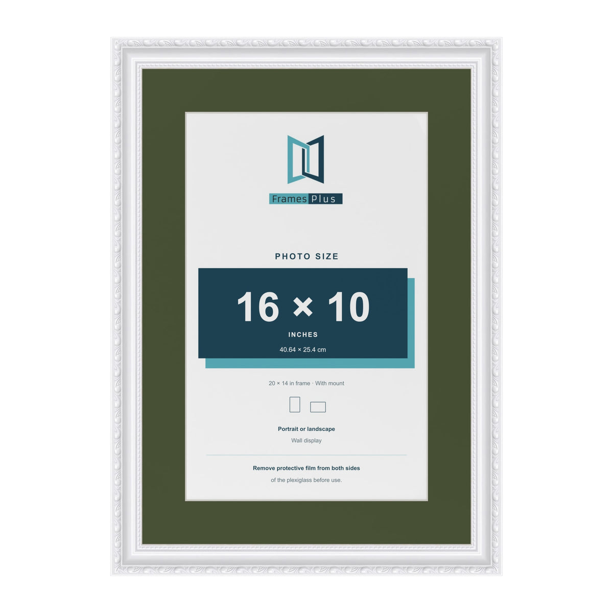 Louis White 20 x 14 inch picture frame with a green mount for a 16 x 10 inch photo