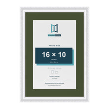 Louis White 20 x 14 inch picture frame with a green mount for a 16 x 10 inch photo