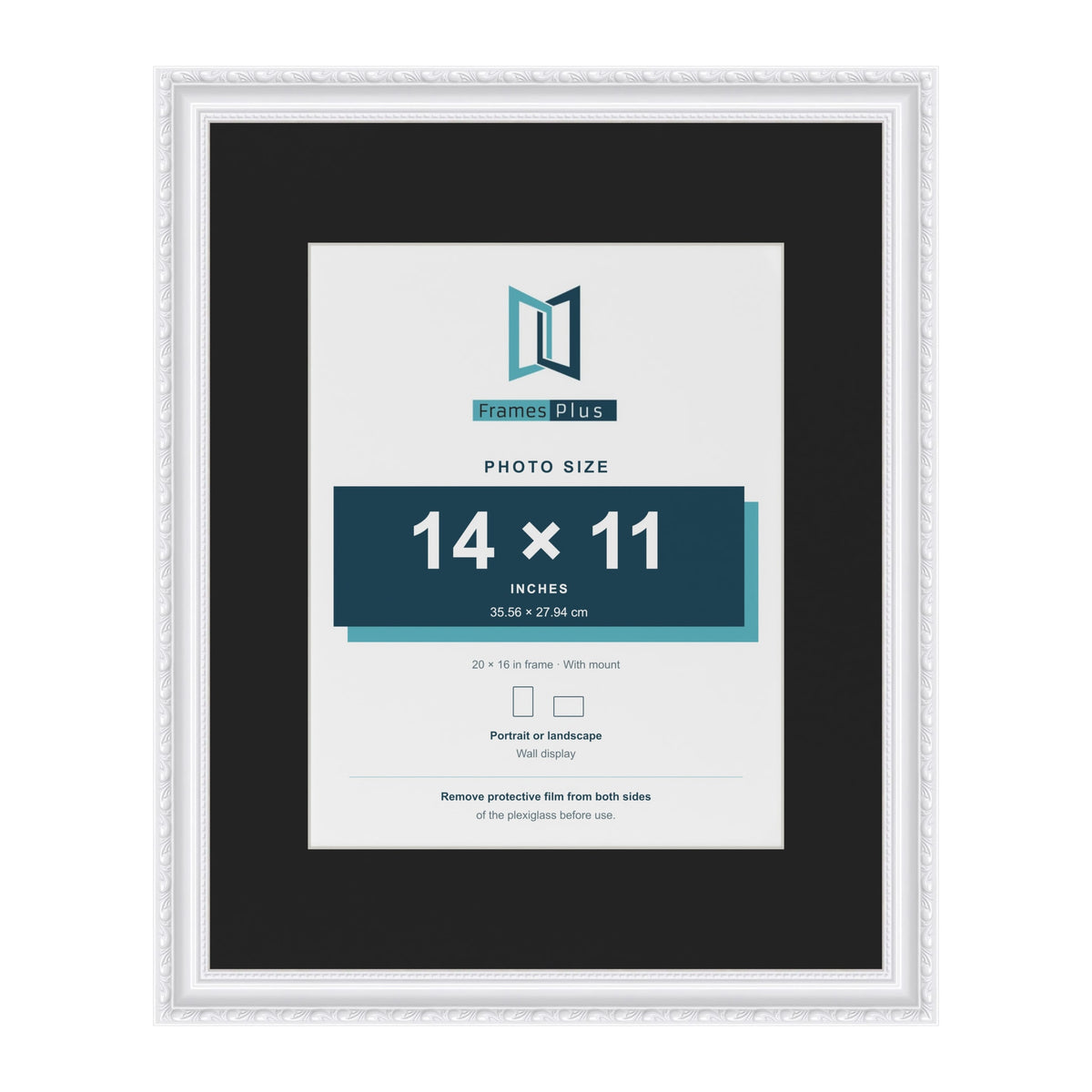 Louis White 20 x 16 inch picture frame with a black mount for a 14 x 11 inch photo