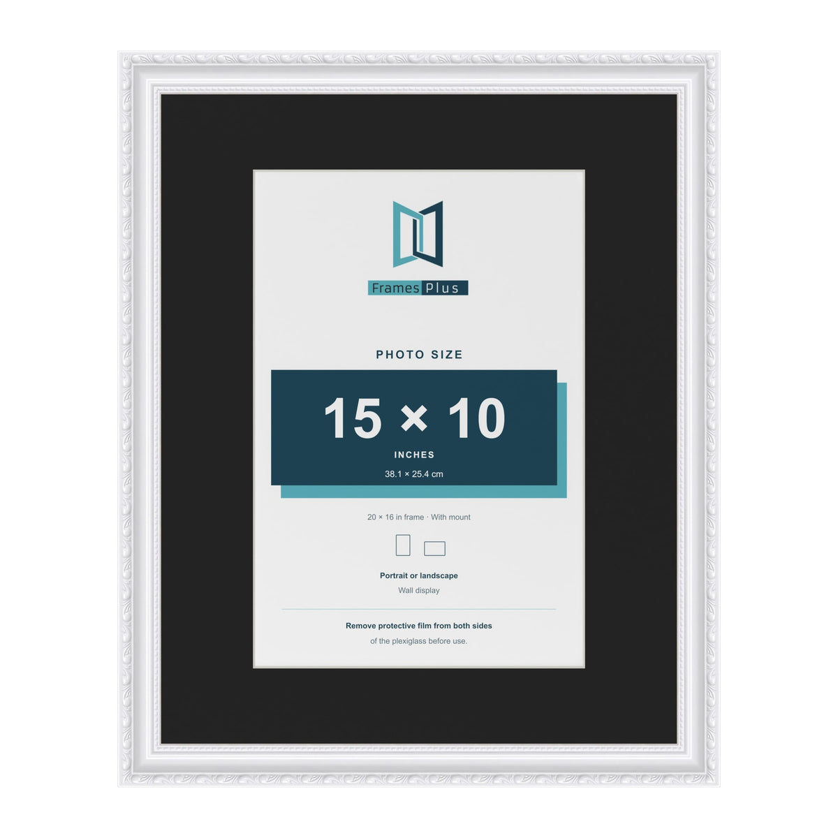 Louis White 20 x 16 inch picture frame with a black mount for a 15 x 10 inch photo