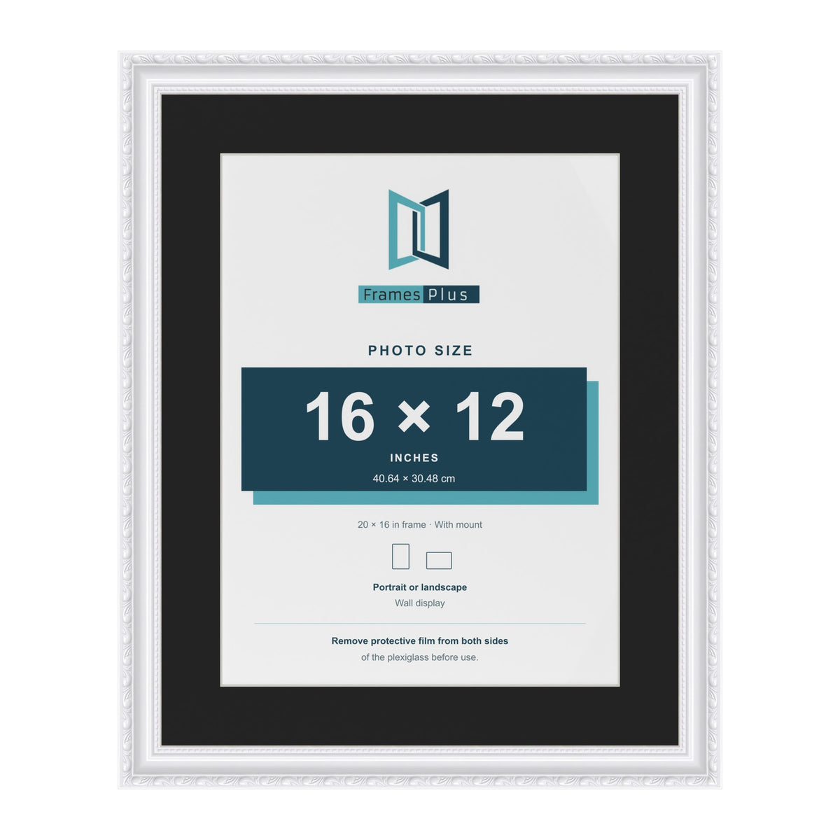 Louis White 20 x 16 inch picture frame with a black mount for a 16 x 12 inch photo
