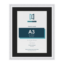 Louis White 20 x 16 inch picture frame with a black mount for an A3 photo