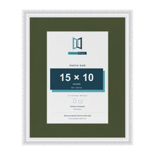 Louis White 20 x 16 inch picture frame with a green mount for a 15 x 10 inch photo