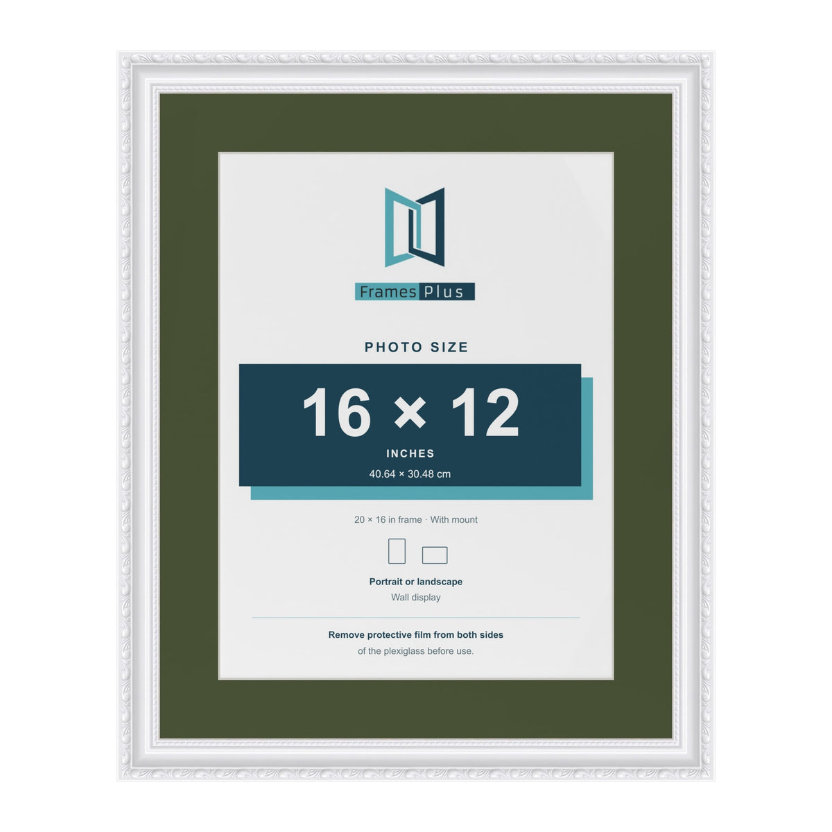 Louis White 20 x 16 inch picture frame with a green mount for a 16 x 12 inch photo