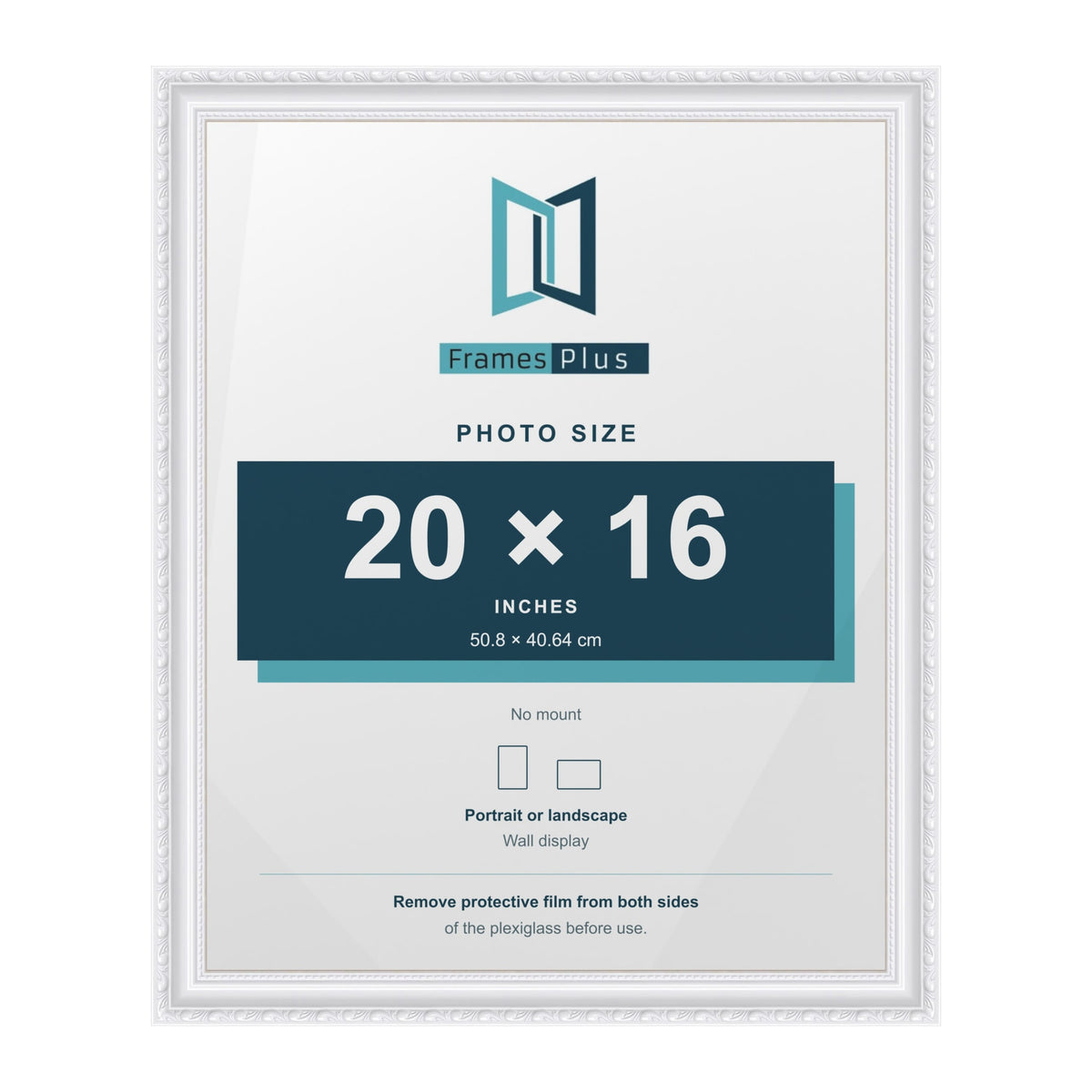 Louis White picture frame for a 20 x 16 inch photo