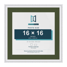 Louis White 20 x 20 inch picture frame with a green mount for a 16 x 16 inch photo