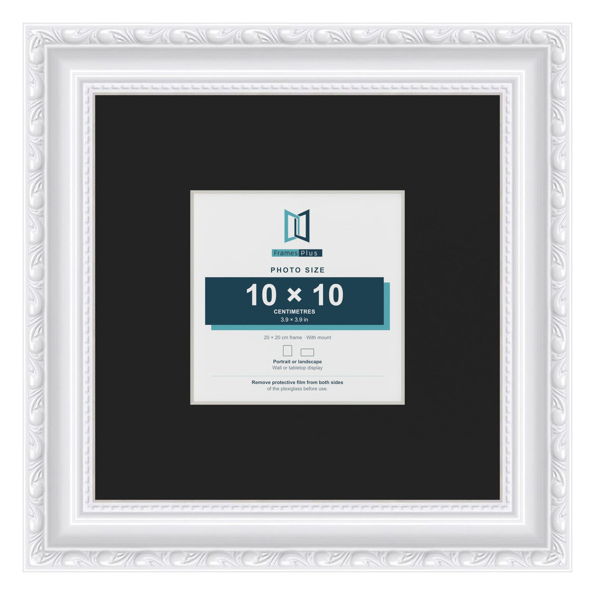 Louis White 20 x 20 cm picture frame with a black mount for a 10 x 10 cm photo
