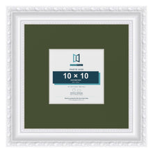 Louis White 20 x 20 cm picture frame with a green mount for a 10 x 10 cm photo