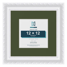 Louis White 20 x 20 cm picture frame with a green mount for a 12 x 12 cm photo