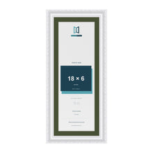 Louis White 20 x 8 inch picture frame with a green mount for an 18 x 6 inch photo