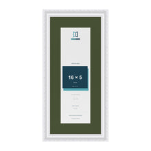 Louis White 20 x 9 inch picture frame with a green mount for a 16 x 5 inch photo