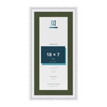 Louis White 21 x 10 inch picture frame with a green mount for an 18 x 7 inch photo