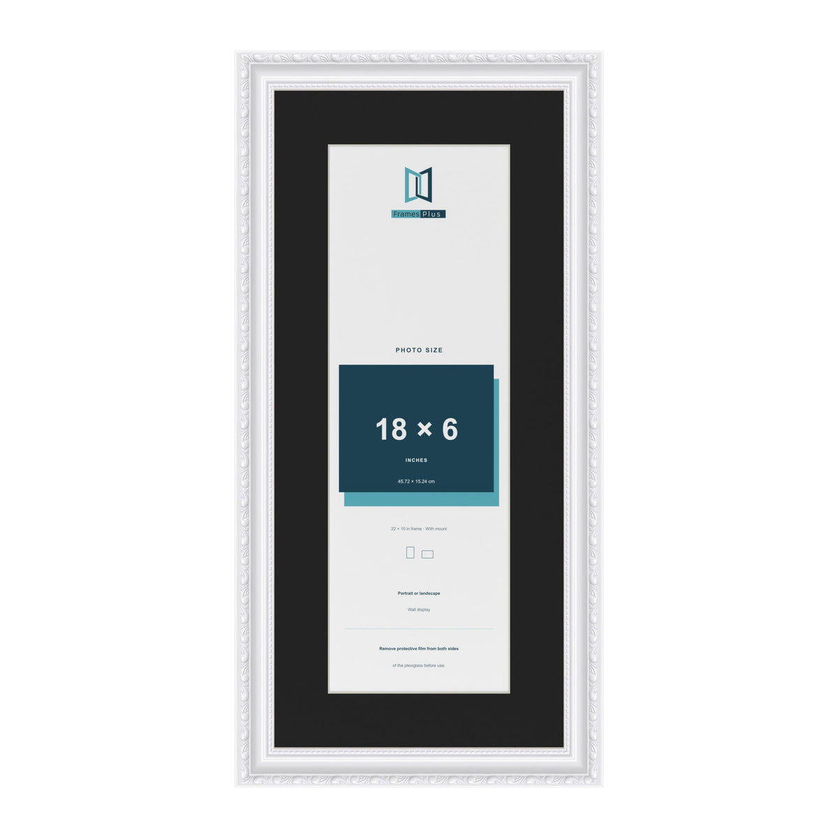 Louis White 22 x 10 inch picture frame with a black mount for an 18 x 6 inch photo