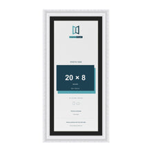Louis White 22 x 10 inch picture frame with a black mount for a 20 x 8 inch photo