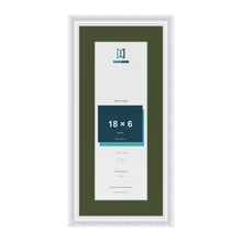 Louis White 22 x 10 inch picture frame with a green mount for an 18 x 6 inch photo