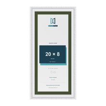 Louis White 22 x 10 inch picture frame with a green mount for a 20 x 8 inch photo