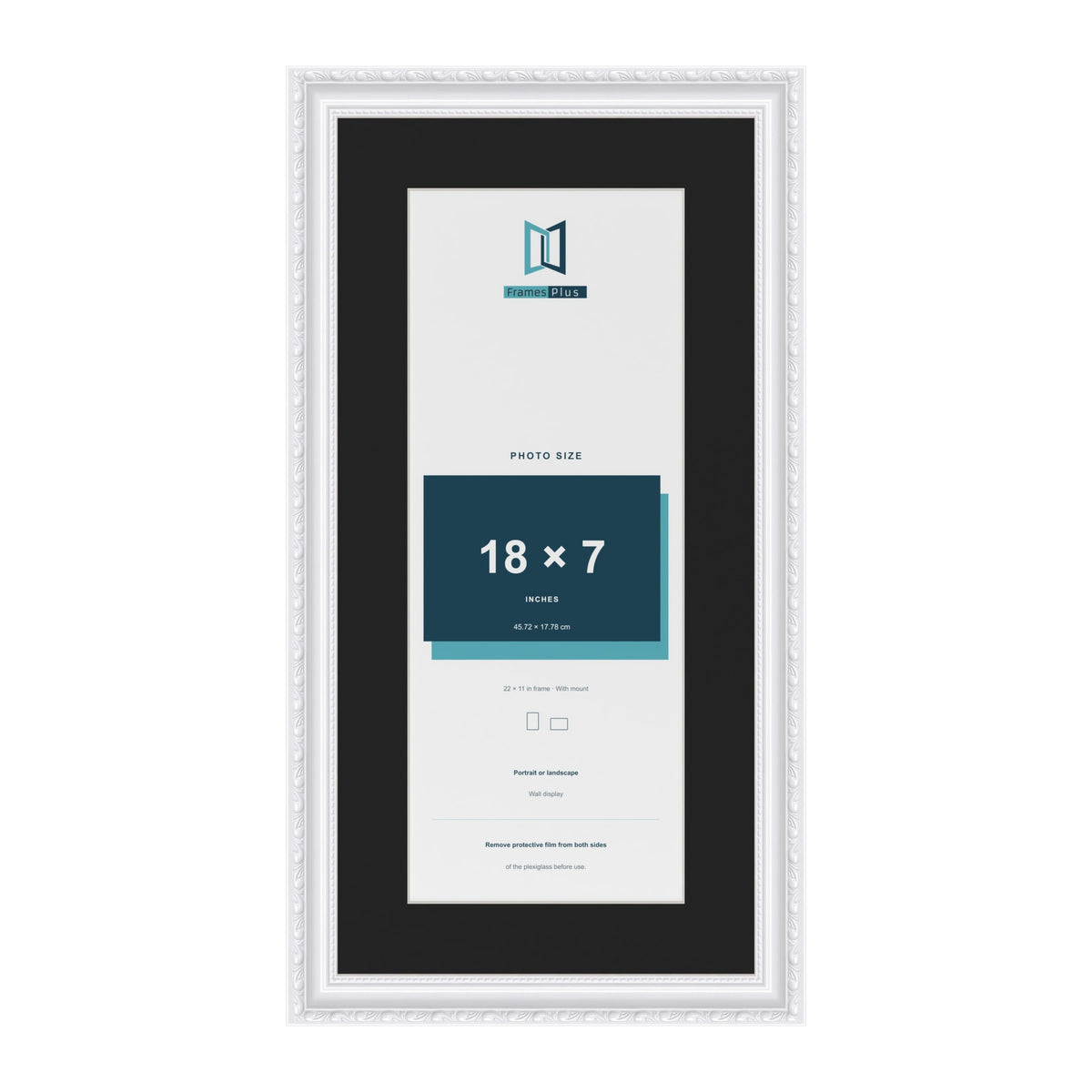 Louis White 22 x 11 inch picture frame with a black mount for an 18 x 7 inch photo