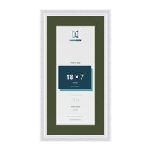 Louis White 22 x 11 inch picture frame with a green mount for an 18 x 7 inch photo