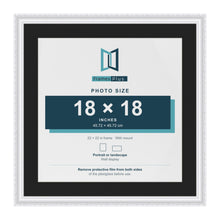 Louis White 22 x 22 inch picture frame with a black mount for an 18 x 18 inch photo