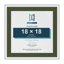Louis White 22 x 22 inch picture frame with a green mount for an 18 x 18 inch photo