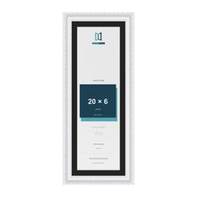 Louis White 22 x 8 inch picture frame with a black mount for a 20 x 6 inch photo
