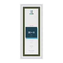 Louis White 22 x 8 inch picture frame with a green mount for a 20 x 6 inch photo