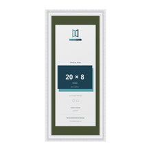 Louis White 24 x 10 inch picture frame with a green mount for a 20 x 8 inch photo