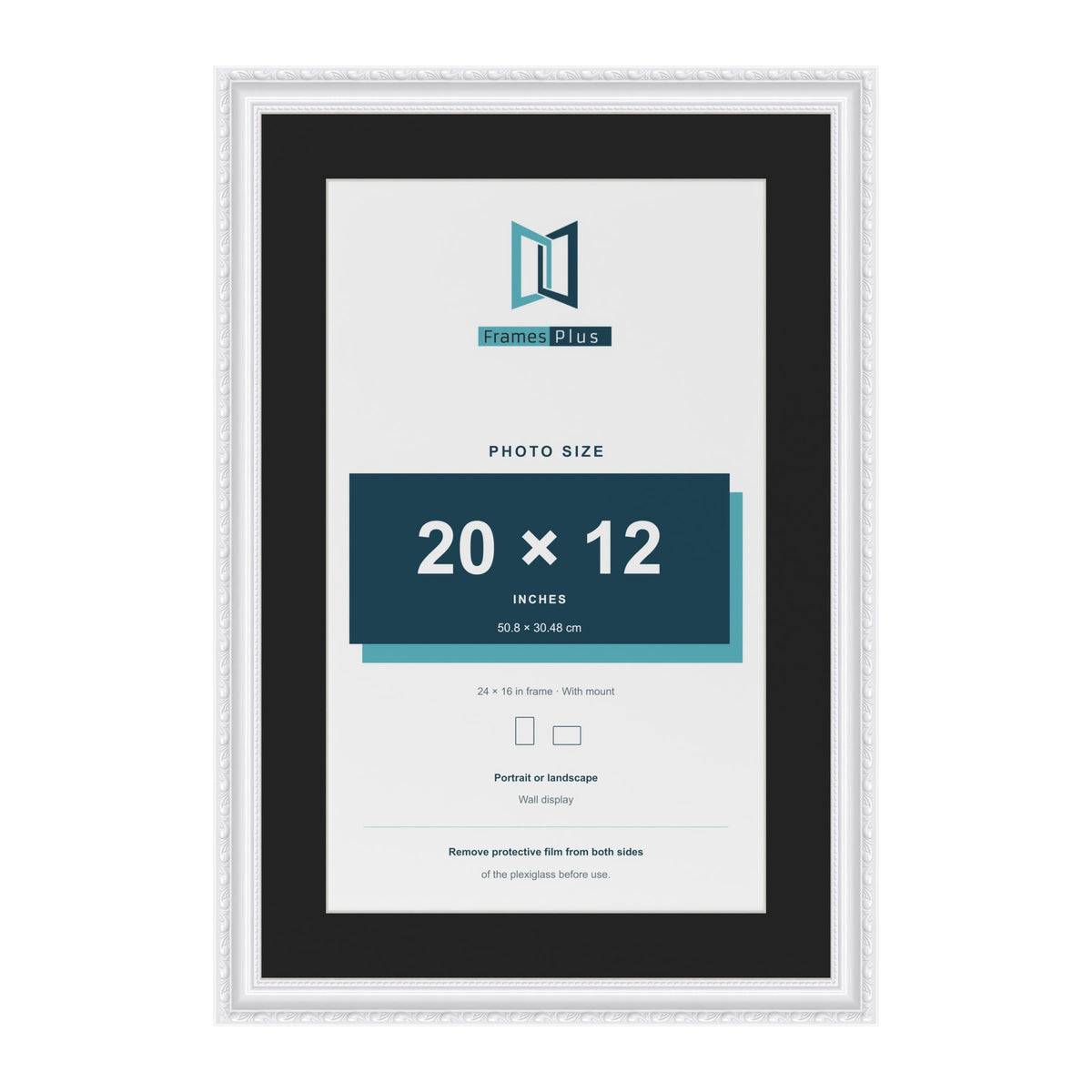 Louis White 24 x 16 inch picture frame with a black mount for a 20 x 12 inch photo