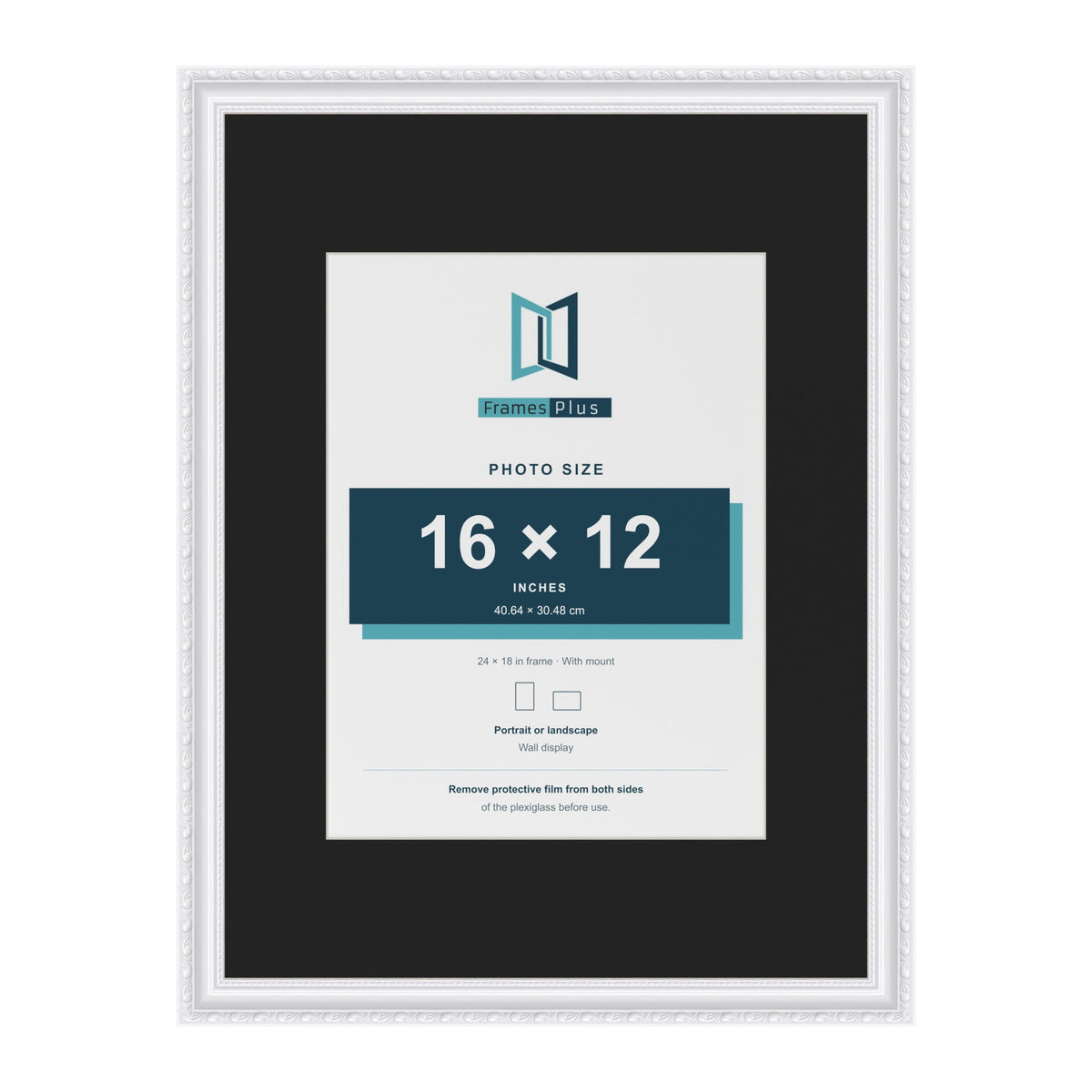Louis White 24 x 18 inch picture frame with a black mount for a 16 x 12 inch photo