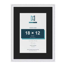 Louis White 24 x 18 inch picture frame with a black mount for an 18 x 12 inch photo