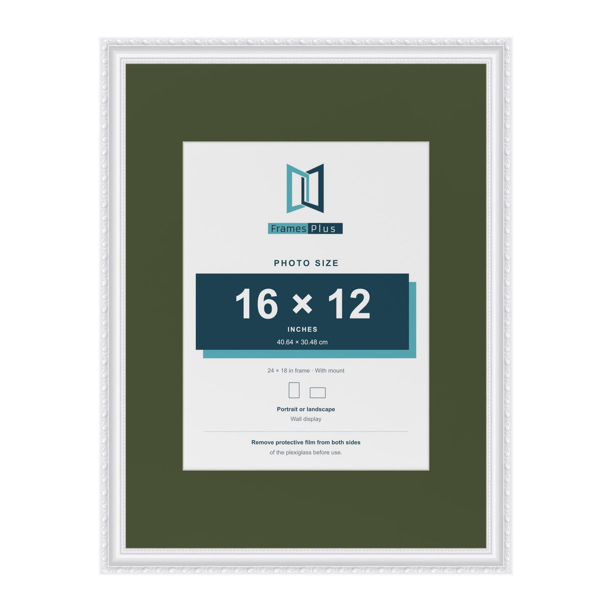 Louis White 24 x 18 inch picture frame with a green mount for a 16 x 12 inch photo