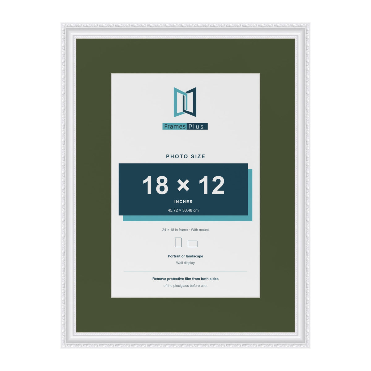 Louis White 24 x 18 inch picture frame with a green mount for an 18 x 12 inch photo