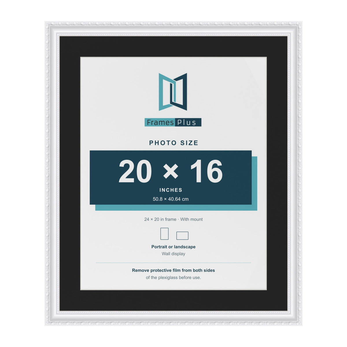 Louis White 24 x 20 inch picture frame with a black mount for a 20 x 16 inch photo