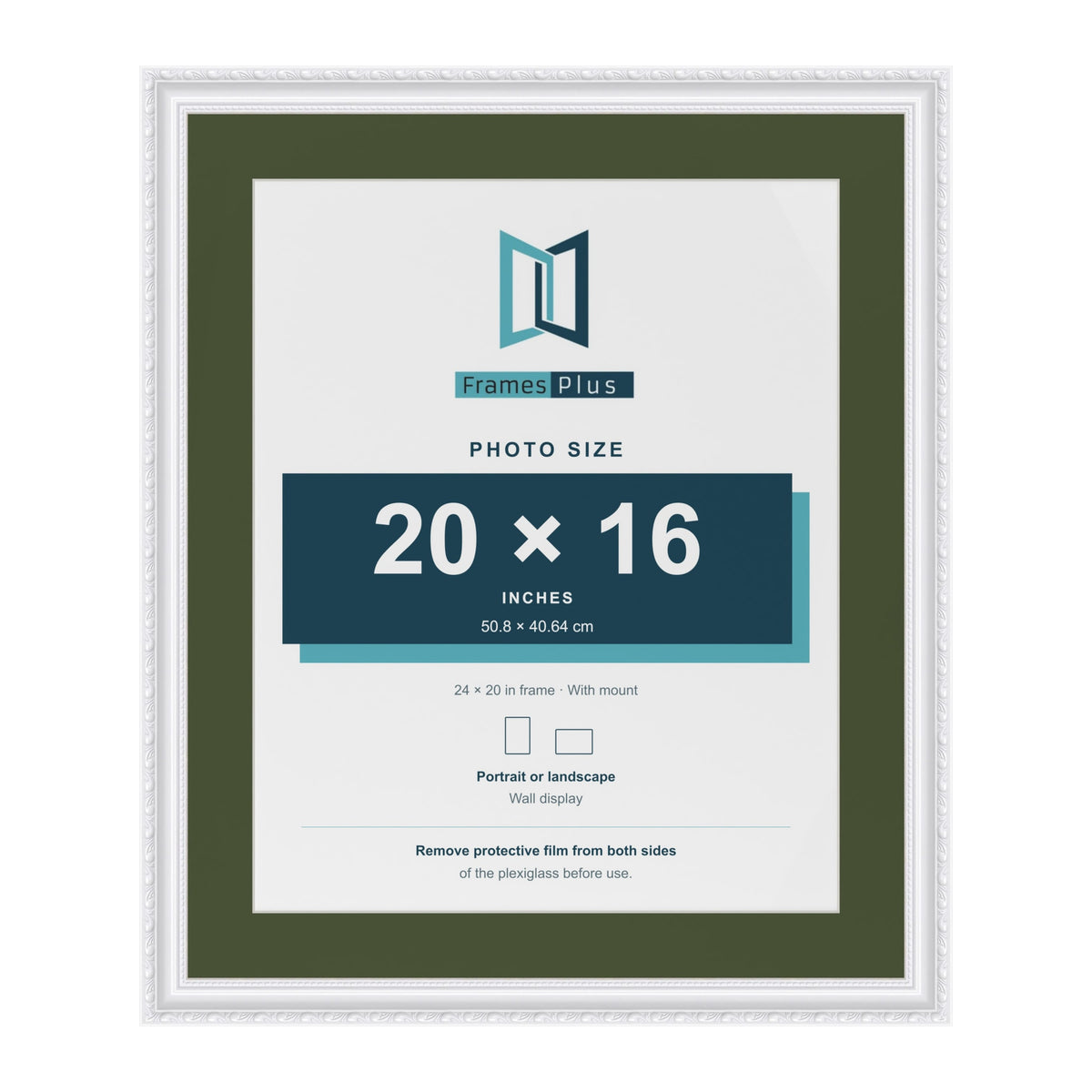 Louis White 24 x 20 inch picture frame with a green mount for a 20 x 16 inch photo