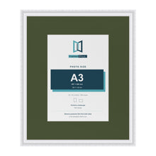 Louis White 24 x 20 inch picture frame with a green mount for an A3 photo