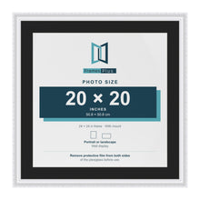 Louis White 24 x 24 inch picture frame with a black mount for a 20 x 20 inch photo