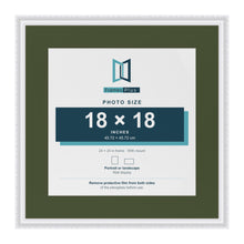 Louis White 24 x 24 inch picture frame with a green mount for an 18 x 18 inch photo