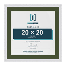 Louis White 24 x 24 inch picture frame with a green mount for a 20 x 20 inch photo