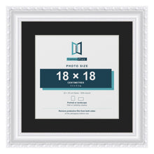 Louis White 25 x 25 cm picture frame with a black mount for an 18 x 18 cm photo