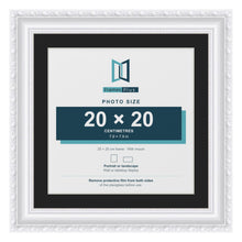 Louis White 25 x 25 cm picture frame with a black mount for a 20 x 20 cm photo