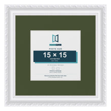 Louis White 25 x 25 cm picture frame with a green mount for a 15 x 15 cm photo