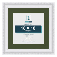 Louis White 25 x 25 cm picture frame with a green mount for an 18 x 18 cm photo