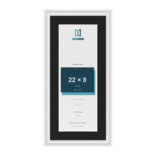 Louis White 26 x 12 inch picture frame with a black mount for a 22 x 8 inch photo