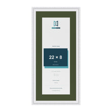 Louis White 26 x 12 inch picture frame with a green mount for a 22 x 8 inch photo